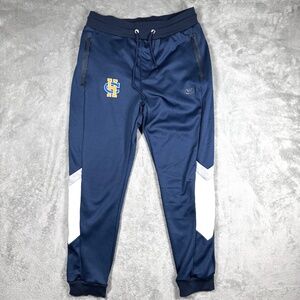Jian Wang Mens Large Navy Jogger‎ Sweatpants HC Logo Zipper Pockets